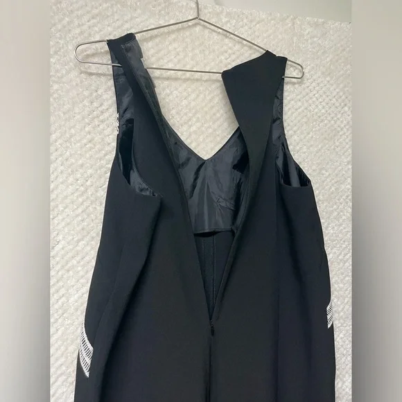 London Times Dress Black with White Accents V Neckline Work Dress Size 12P - Picture 7 of 9